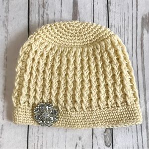 Y2K Vintage BP Nordstrom Knit Beanie with Rhinestone Brooch